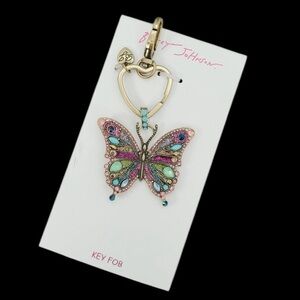 BETSEY JOHNSON Back to School Crystal Butterfly Bag Charm or Keychain NEW NWT